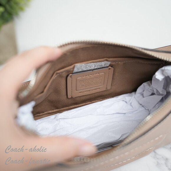 NWT Coach CR099 Teri Smooth Leather Crossbody Bag Purse in Silver/Taupe - Picture 10 of 11